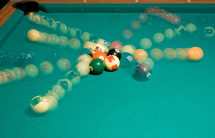 Billiard balls in motion at break